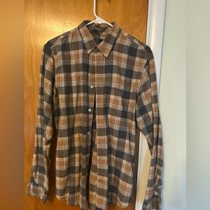 Brown grey button down flannel